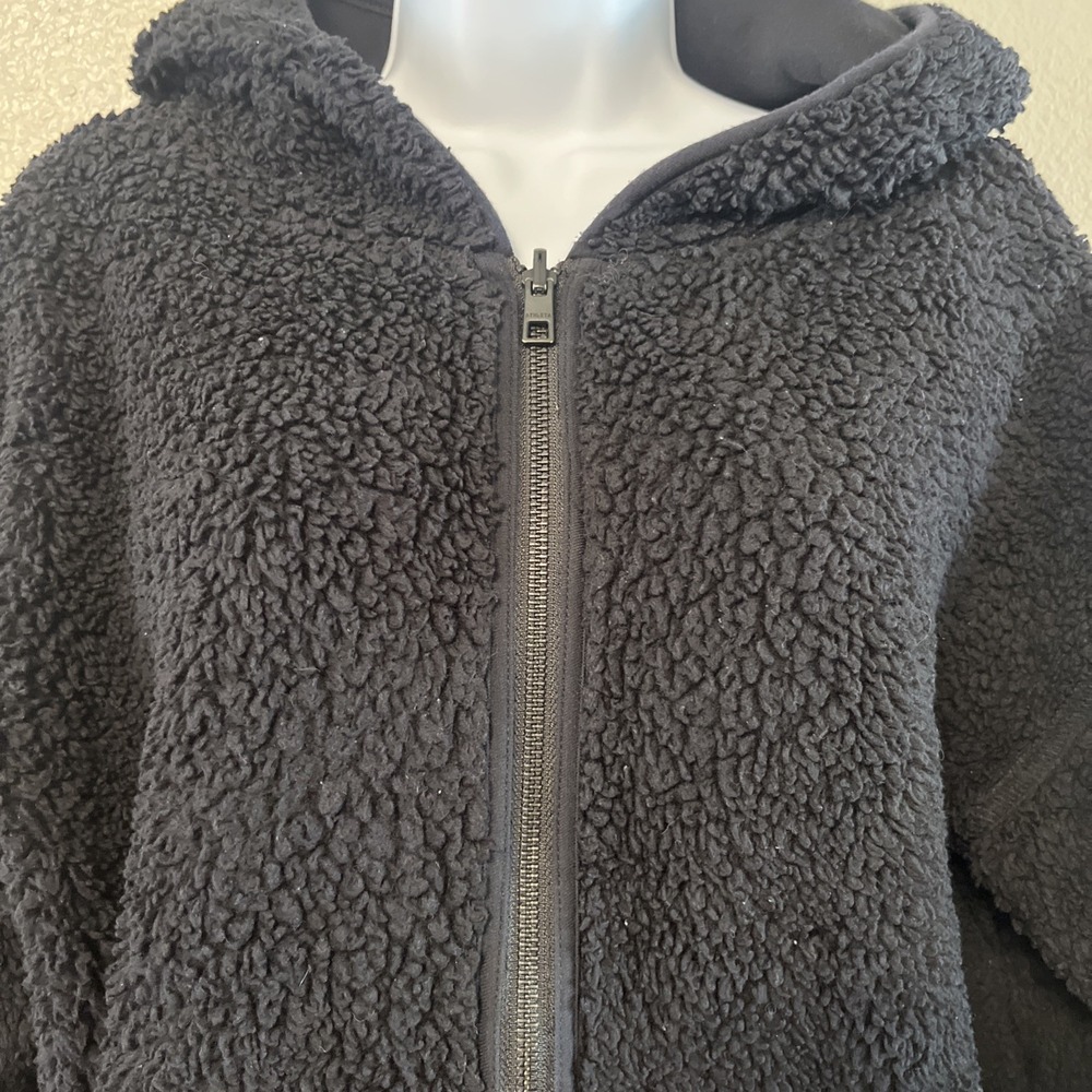 Athleta Jacket Women's XS black Short Sherpa lined Reversible Full Zip thumbhole - Picture 5 of 10